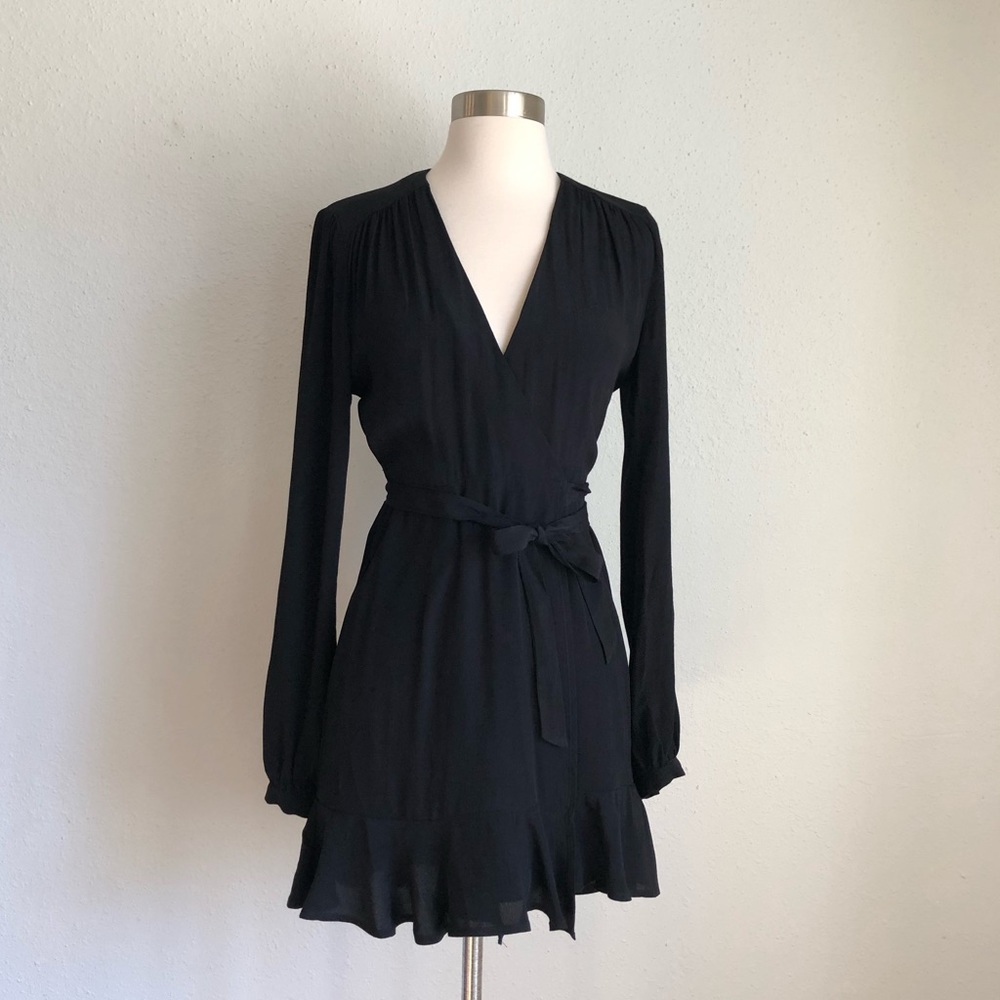 Privacy Please Perry Black Mini Ruffle Wrap Dress - Picture 3 of 8